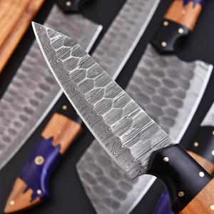 Hand Forged Five-Piece Damascus Steel Chef <b>Knife</b> <b>Set</b> Resin Olive Wood Handle Durable <b>Sharp</b> Handmade Kitchen <b>Knives</b> Full Tang - Product Image 2