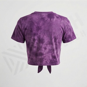 Camiseta Corta de Verano para Mujer, Color Personalizado, Tie Dye, Ajustada, Estilo Hip Hop, Top Corto de Algodón, Ropa Casual de Moda - Product Image 2