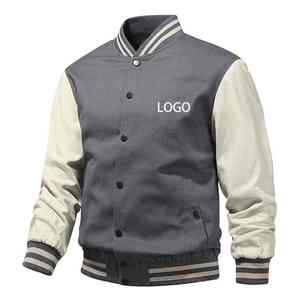 Veste universitaire pour homme, noire et crème, manches longues, couleur unie, col rabattu, fermeture boutonnée, coupe classique, tenue décontractée d'automne, vente chaude - Product Image 6