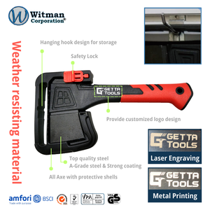 ขวานอเนกประสงค์ขนาด 25 ซม. สำหรับงานอุตสาหกรรม ใช้งานกลางแจ้ง ด้ามไฟเบอร์กลาส เหล็กกล้าคาร์บอนสูง เหมาะสำหรับตั้งแคมป์ ตัดกิ่งไม้ หั่นไม้ - Product Image 3