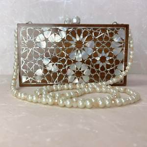 Handmade Modern Wooden Clutch <b>Bag</b> Mop Inlay Mother Pearl Personalized Promotional Evening Purse Wedding Halloween Back <b>Gift</b> - Product Image 2