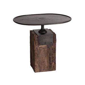 โต๊ะข้างอุตสาหกรรมสมัยใหม่พร้อมฐานบล็อกแข็งแรง โต๊ะข้างทรงกลม โต๊ะตกแต่งโลหะสไตล์เรโทรสำหรับห้องนั่งเล่น โรงแรม คาเฟ่ - Product Image 2