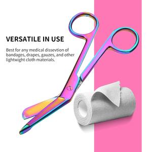 Ciseaux manuels en acier massif durables pour pansements, 14 cm, à pointe arrondie de sécurité, pour plâtre, avec poignée ergonomique, 3 positions de mâchoires, Classe I, tranchants - Product Image 2