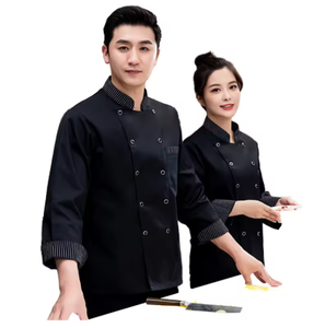 Uniformes Modernos Personalizables para Restaurantes y Bares, Diseño de Manga Larga con Logotipo, Tejido Twill de Poliéster/Algodón, Unisex, Artículos en Stock - Product Image 3