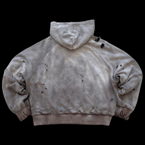 450GSM Oversized Men’s Acid Wash Hoodie 100% Combed Cotton Boxy <b>Zipper</b> <b>Jacket</b> with Drop Shoulder and Custom Logo - Product Image 5