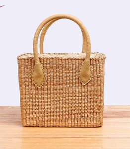 Vintage Bow Straw <b>Bag</b> for <b>Women</b> Handwoven Seagrass <b>Beach</b> Tote with Linen Lining Eco-friendly Spring Fashion Shoulder Handheld - Product Image 2