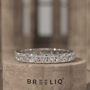 Breeliq Round Cut Diamond Eternity Band 14KT Yellow Gold <b>Wedding</b> Ring for Women Lab Grown Diamond Bridal Jewelry - Product Image 4