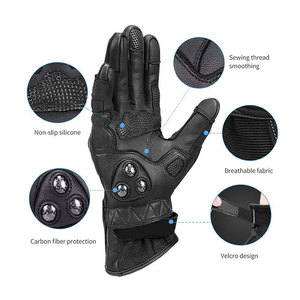 Gants de moto ECONEX SPORTS en cuir, antidérapants, sur mesure, protection complète des doigts, écologiques, thermiques, longueur poignet. - Product Image 4