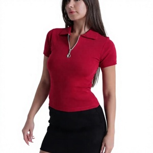 Maglione a Collo Alto da <span class=keywords><strong>Donna</strong></span> Taglie Forti, Tinta Unita, 100% <span class=keywords><strong>Cotone</strong></span>, Antipiega, Asciugatura Rapida, Traspirante, Anti-UV, con Logo, Casual, Corto, Estivo - Product Image 4