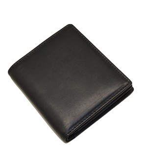 <b>Men's</b> Genuine Leather Bifold <b>Wallet</b> Minimalist Short Length Multi-Card Holder Fold Closure <b>Black</b> - Product Image 2