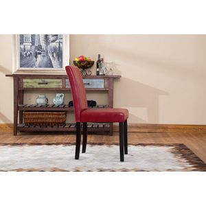 Set di 2 Sedie Parson in Stile Urbano, Legno Massello con Rivestimento in Ecopelle Rossa per Sala da Pranzo - Product Image 4