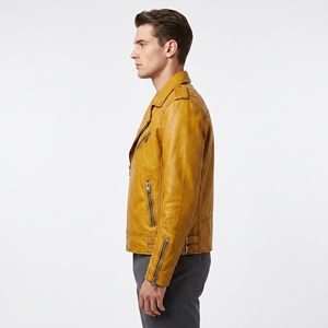 Dumela Nouvelle Veste Bomber Décontractée pour Homme en Cuir de Vachette Gaufré à Bouton Unique, Coupe Classique, Service OEM, Noire, Séchage Rapide et Respirante - Product Image 5
