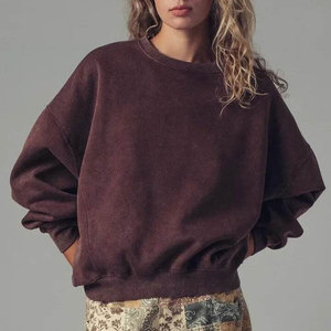 Sweat-shirt surdimensionné à col rond pour femme Wearpex, style streetwear, couleur unie, manches longues, 100% coton molletonné 400g - Product Image 6