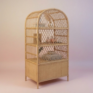 Étagères de présentation multifonctionnelles à quatre niveaux + 1 compartiment de rangement inférieur, deux portes de placard sculptées, bibliothèque écologique - Product Image 3