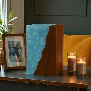 Luxury Pearl Resin & Walnut Wood Urn <b>Box</b> Handcrafted Modern <b>Memorial</b> <b>Keepsake</b> - Product Image 2