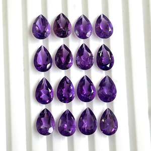 พลอยอะมีทิสต์สีม่วงคุณภาพสูง ขนาด 7x9 มม. รูปทรงลูกแพร์ เจียระไนแบบเหลี่ยม สำหรับทำเครื่องประดับ พลอยอะมีทิสต์ธรรมชาติขนาดมาตรฐาน ขายส่ง - Product Image 1