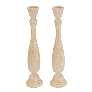 Unfinished Natural Wood <b>Candle</b> <b>Sticks</b> Wholesale - 12pc Bulk Candleholder - Product Image 2