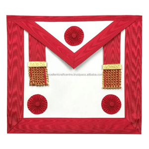 Tablier maçonnique personnalisé résistant à l'eau, brodé en 3D, motif circulaire en tissu rouge et blanc, badges à coudre, vêtement de luxe - Product Image 1