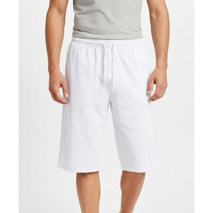Pantalones Cortos Bermuda de Algodón Blanco Sólido para Hombre con Cierre de Cordón, Estilo Casual - Product Image 1