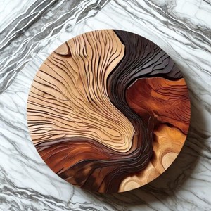 Handmade Durable Wooden Art Deco Round Wood Slice Coaster Table <b>Mat</b> with Wall Mount for Home <b>Bar</b> and Wedding Decor - Product Image 1