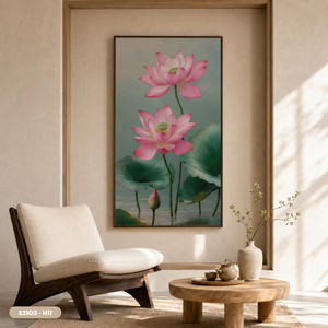Peinture murale HALO en soie motif fleur de lotus, finition soignée, décoration orientale, artisanat d'origine vietnamienne, vente chaude - Product Image 4