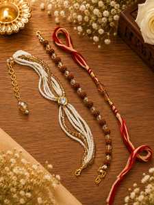 Traditional Indian Rose <b>Gold</b> Plated <b>Beaded</b> <b>Bracelet</b> Set Pearl Crystal Garnet Om Chain Link Jewelry Unisex Wedding Party Gift - Product Image 4