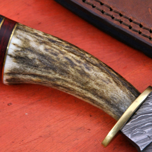Couteau de chasse/découpe en acier Damas fait main sur mesure, manche en corne de cerf empilée, lame droite, pour camping et survie en extérieur, OEM - Product Image 5