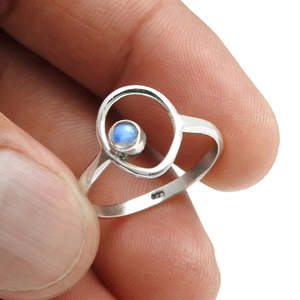 Genuine Rainbow Moonstone Gemstone <b>Rings</b> In 925 Sterling Silver Featuring Round Cut Gemstone Fine Wholesale Price <b>Boho</b> <b>Rings</b> - Product Image 2