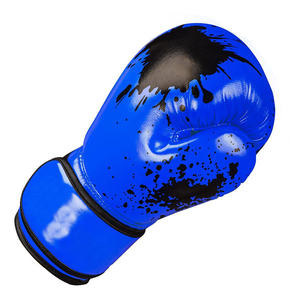 Gants de boxe en PU blanc avec imprimé gouttelette bleue, fermeture Velcro pour adultes, en cuir de vachette véritable, pour entraînement et sparring - Product Image 5
