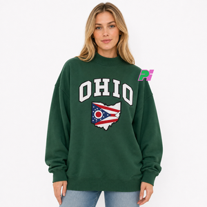 Sudadera OHIO para Mujer, Cuello Alto, Color Marrón, 100% Algodón, Estilo Urbano, Ecológica, Talla Grande, con Aplicaciones Personalizadas - Product Image 1