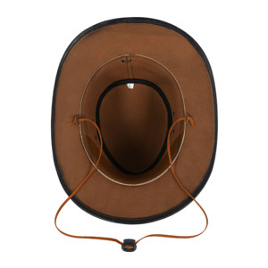 Smart Range Leather Trendy Vintage Australian <b>Western</b> Genuine Leather Cowboy <b>Hat</b> Decorative Concho Band Chin Strap Unisex Bulk - Product Image 3