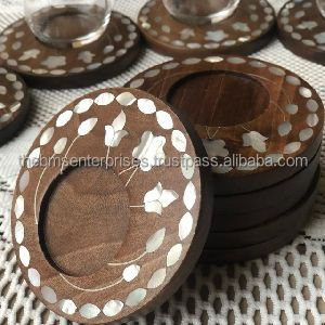 Natural black and white sea <b>shell</b> inlay arabian glass holder and cup saucers MOP tea plate and tea <b>light</b> holder for modern home - Product Image 3