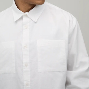 Camisa de Vestir de Popelina Blanca para Hombre, Talla Grande, Manga Larga, Cuello Clásico, Corte Holgado, Estilo Minimalista, Botones, Corte Recto, Primavera - Product Image 3