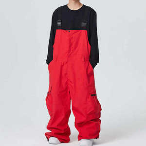 Salopette de ski imperméable unisexe, pantalon de snowboard rouge ample, pantalon cargo d'hiver pour activités de plein air, salopette de neige - Product Image 2