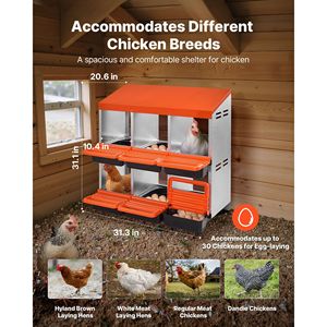 Nido per Galline a 6 Scomparti in Metallo Resistente alla Corrosione, Stabile, Inclinato 30-45 Pollici, Gabbie per Animali da Allevamento - Product Image 2