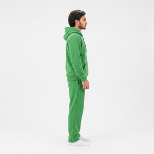 Chándal con Capucha Verde para Hombre, Manga Larga, Color Sólido, Algodón, Ropa Casual con Bolsillos Laterales, Corte Regular, Estilo Otoñal - Product Image 4