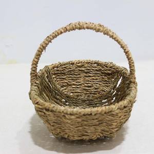Cesta de Regalo Ovalada Tejida de Seagrass Rústico Orgánico con Asa, Ecológica, Ligera y Transpirable para Almacenamiento - Product Image 5