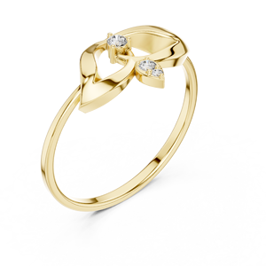 Anillo Clásico Minimalista en Forma de Flor de Oro Amarillo Sólido de 14k con Diamantes Cultivados en Laboratorio de Corte Redondo, Regalo de Boda Clásico - Product Image 3