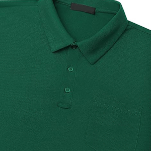 Polo Oxford à manches courtes vert uni pour homme avec poche poitrine, vêtement décontracté - Product Image 4