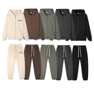 Ensemble survêtement homme tendance avec logo brodé et embossé personnalisé, sweat à capuche et pantalon de jogging à manches longues - Product Image 3