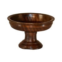 Bol sur piétement en bois artisanal pour la présentation de fruits sur table, le rangement de collations, la présentation à table, l'agencement de centre de table et l'utilisation