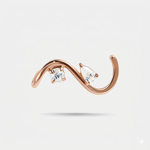 Boucles d'oreilles grimpantes en or 14K avec diamant de laboratoire, motif vague, pour femme, barre verticale, courbe en S, bijoux de piercing, boucles d'oreilles statement - Product Image 3