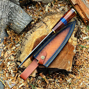 Couteau de cuisine japonais forgé à la main en VG10, lame de luxe en acier Damas cuivré avec manche en résine et laiton, couteau de chasse de luxe pour chef - Product Image 3