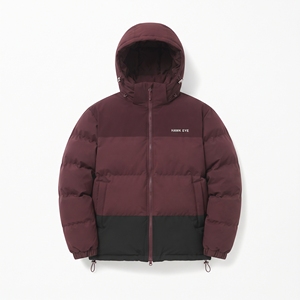 HAWK EYE Blouson matelassé à capuche pour homme, manteau d'hiver color block, vêtement d'extérieur décontracté, coupe-vent avec fermeture éclair et logo sur le devant - Product Image 4