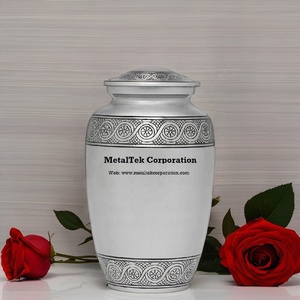 Urnes funéraires classiques en argent, design blanc, fournitures funéraires, urne funéraire en métal de haute qualité pour cendres humaines, pots à bas prix - Product Image 1