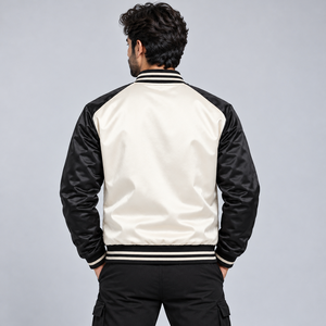 Chaqueta de satén con cremallera y pedrería para hombre, con detalles de diamantes brillantes, suave y lisa, estilo bomber, moderna, para fiestas, informal. - Product Image 4
