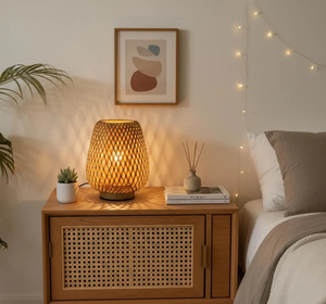 Wabi Sabi <b>Bamboo</b> <b>Table</b> Lamp Japanese Style Bedside Lamp Handmade Woven Zen Bedroom Night Light Minimalist Home Decor Lighting - Product Image 1