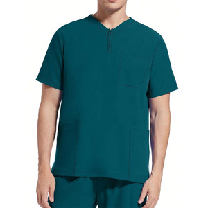 Mens <b>Scrub</b> <b>Top</b> Custom Logo Healthcare Apparel Shirt Lightweight Professional <b>Scrub</b> Wear For Medical Staff Members - Product Image 1
