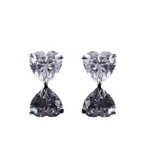 Pendientes de Plata de Ley 925 con Oro Rosa y Oro Amarillo, Diamantes Blancos VVS, Joyería Elegante y Minimalista, Regalo para Mujer, Uso Diario - Product Image 1