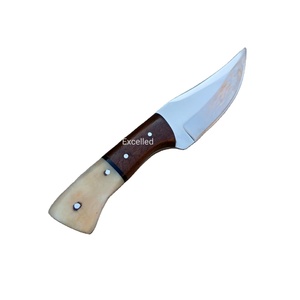 Cuchillo de caza de acero inoxidable 440C personalizado, desollador de hoja fija hecho a mano con mango de madera y hueso de 3mm de espesor - Product Image 4